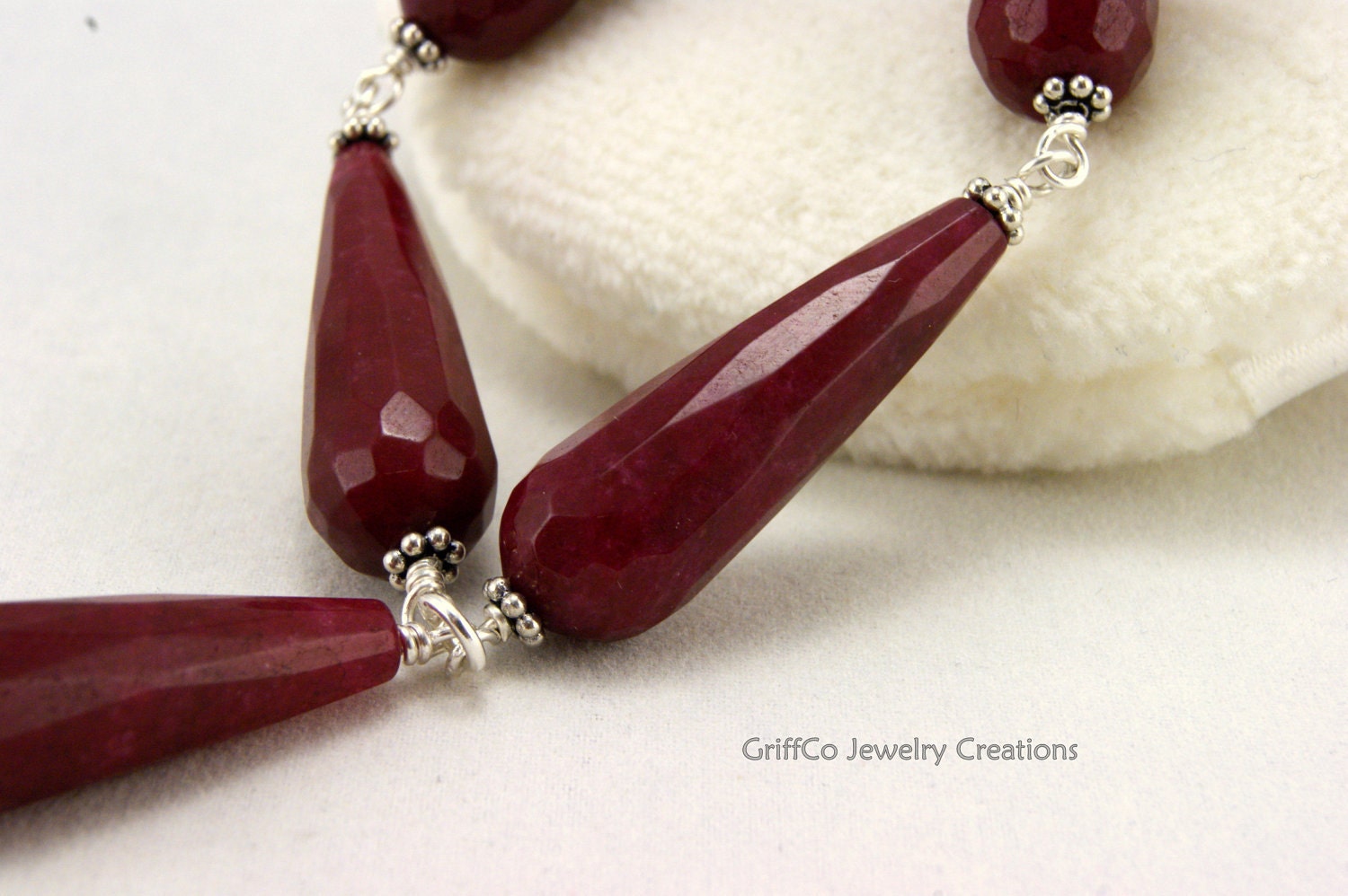Ruby Jade and Sterling Necklace