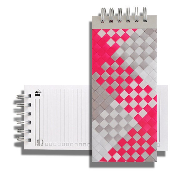 To Do List Pad, Diagonal Hand Weave in Satin Ribbons