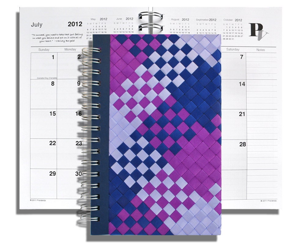 Monthly Academic Planner, 2 Year, 6 x 9, Woven in Satin Ribbons, Made to Order