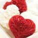 SALE - Red and White Valentine's Gift Heart Soap - Hostess Gift Set - Decorative Soap