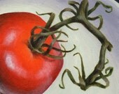 Small Acrylic Still Life Painting, Original Food Art with Tomato for Kitchen Decor