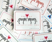 Personalized Zebra Valentine's Day Cards - Downloadable PDF