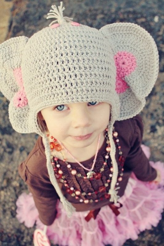 Peanuts the Elephant Costume Crochet Beanie with earflaps