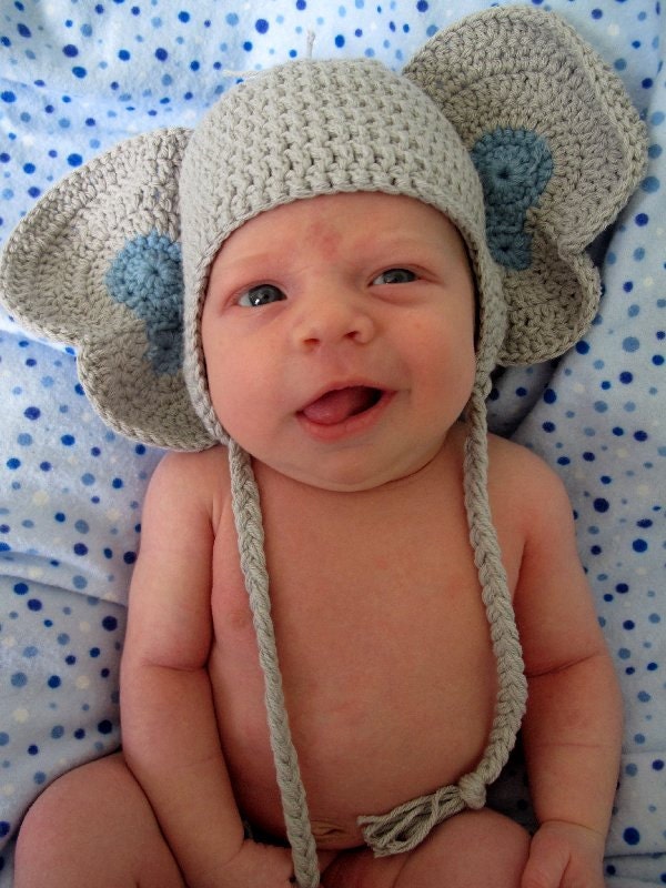 Peanuts the Elephant Crochet Beanie Costume for boys with earflaps