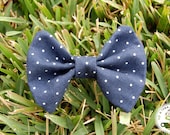 Emily - Navy Blue and White Polka Dot Fabric Bow