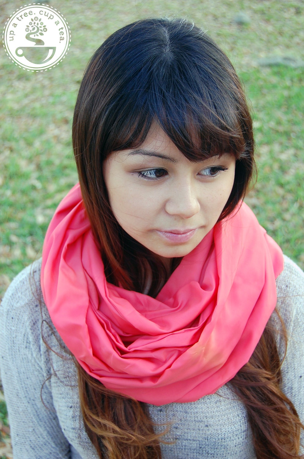 Bright Poppy - Red Fabric Cowl Infinity Scarf