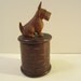 Carved Wood Scottie Dog on Trinket Box Vintage