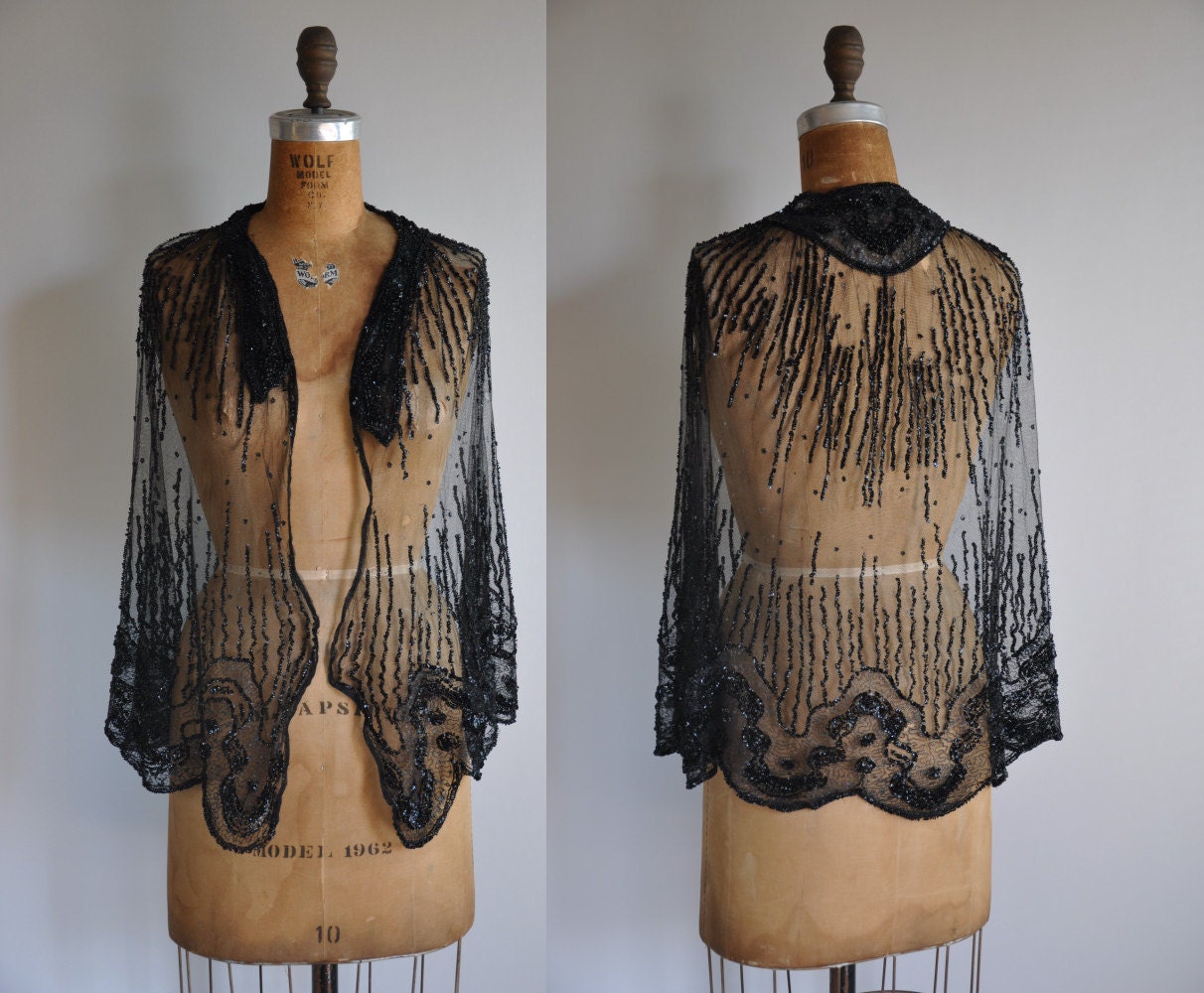 vintage antique 1920s Glitz and Glamor sequin cape