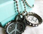 Girl's Personalized Necklace - Bottle Cap Pendant Necklace with Custom Text