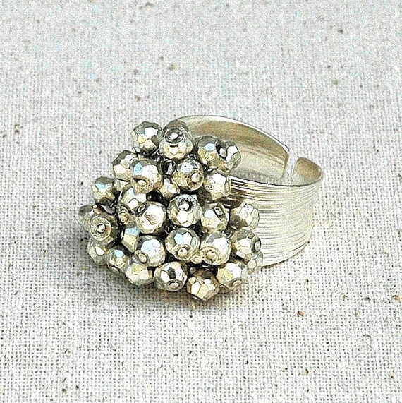 Silver Pyrite 'Heavy Metal' Cluster Ring