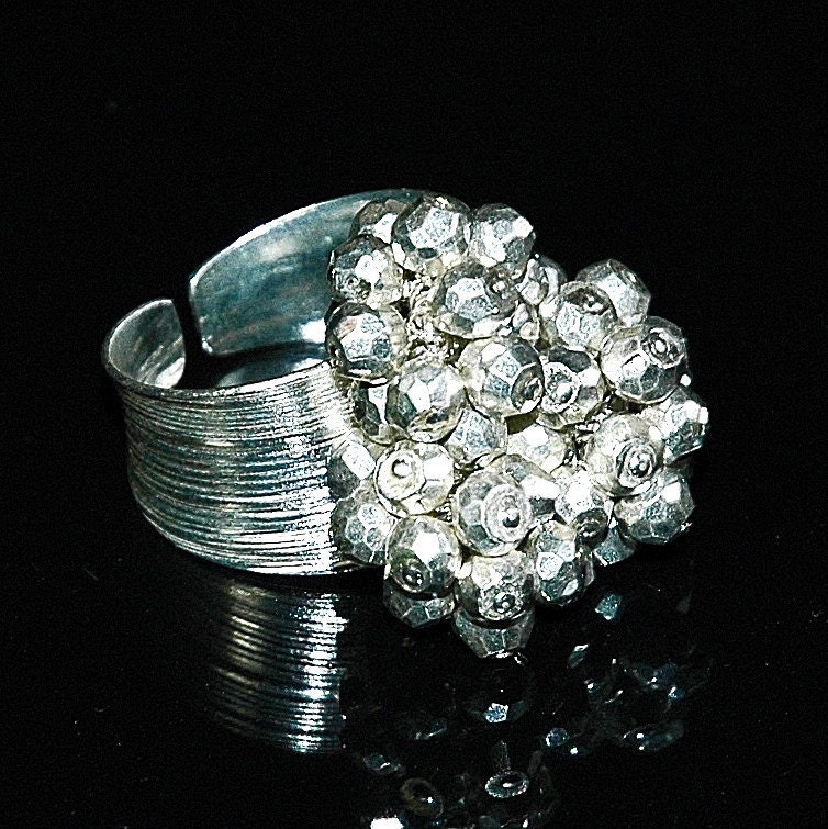 Silver Pyrite 'Heavy Metal' Cluster Ring