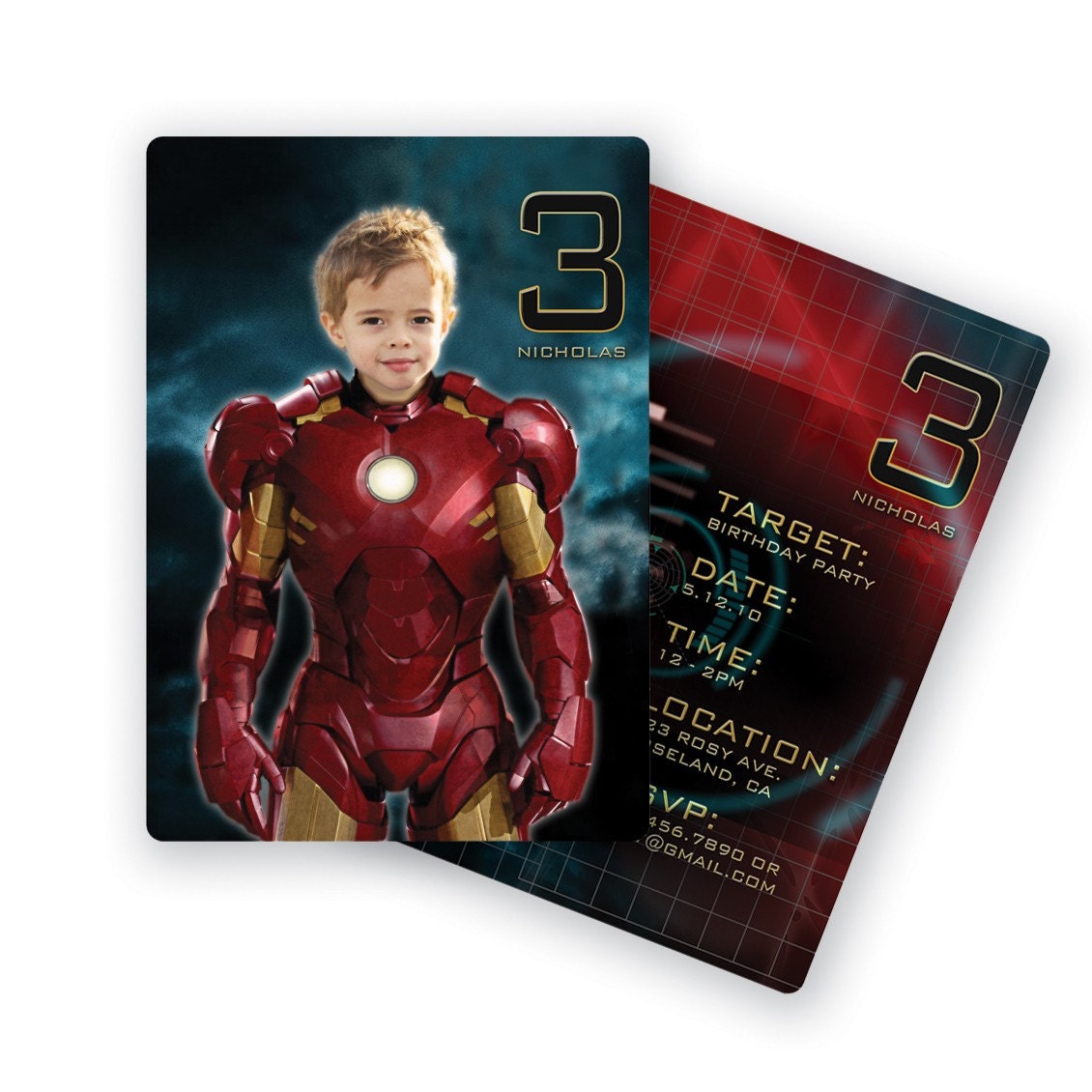 DIGITAL, Printable, DIY Iron Man Invitation, Custom with Photo