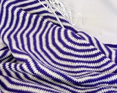 Circle Afghan Purple and White Spiral crocheted lap throw warm winter women home decor blanket washable