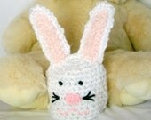 Bunny baby hat 0-3 month crocheted beanie soft newborn shower gift infant rabbit costume accessory animal white photography prop