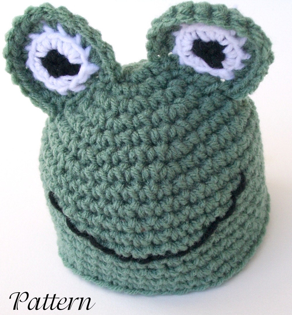 Frog baby hat PDF Crochet Pattern newborn-2 month size beanie costume infant baby head covering animal amphibian