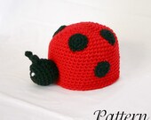 Baby ladybug hat PDF crochet pattern 3-12 month beanie red black flying insect head covering costume accessory headwear headpiece