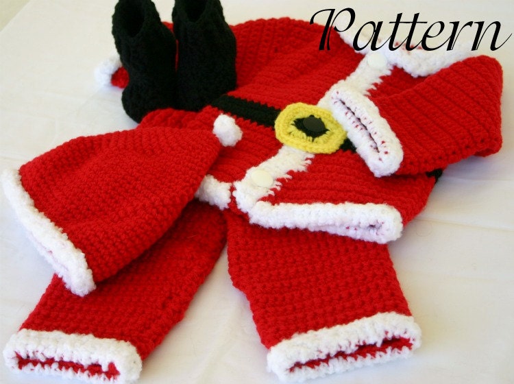 Baby Santa suit PDF crochet Pattern 3-6 month size newborn boy infant Christmas costume photography prop winter december festive holiday