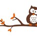 Owl Perched on Tree Branch Vinyl Wall Decal - Owl Vinyl Wall Decal - Baby Room Owl Vinyl Wall Decal - Child's Room Vinyl Wall Decal
