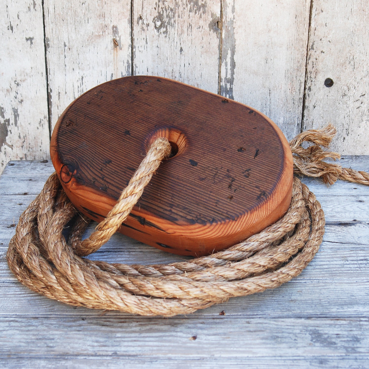 Tree Swing for One made of reclaimed wood
