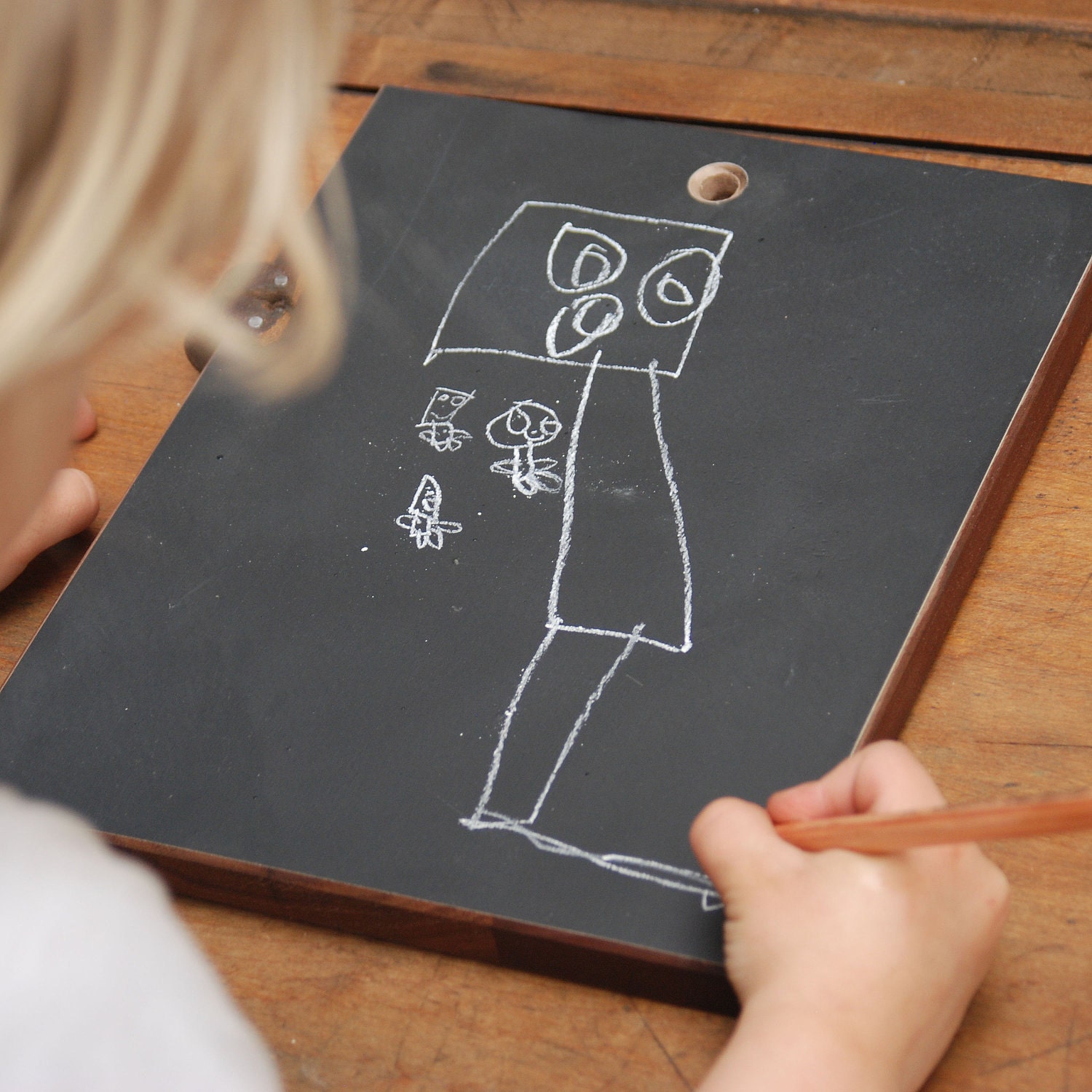 Chalkboard Pad: Reclaimed wood and leather.