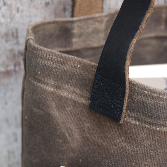 Waxed Canvas Reader: Truffle, with antique leather and fabric