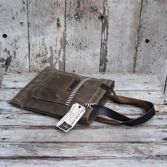 Waxed Canvas Reader: Truffle, with antique leather and fabric