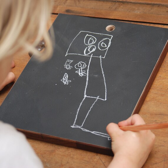 Chalkboard Pad: Reclaimed wood and leather.
