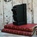 Bookends: Female Criminal Minds, reclaimed oak, black milk paint.