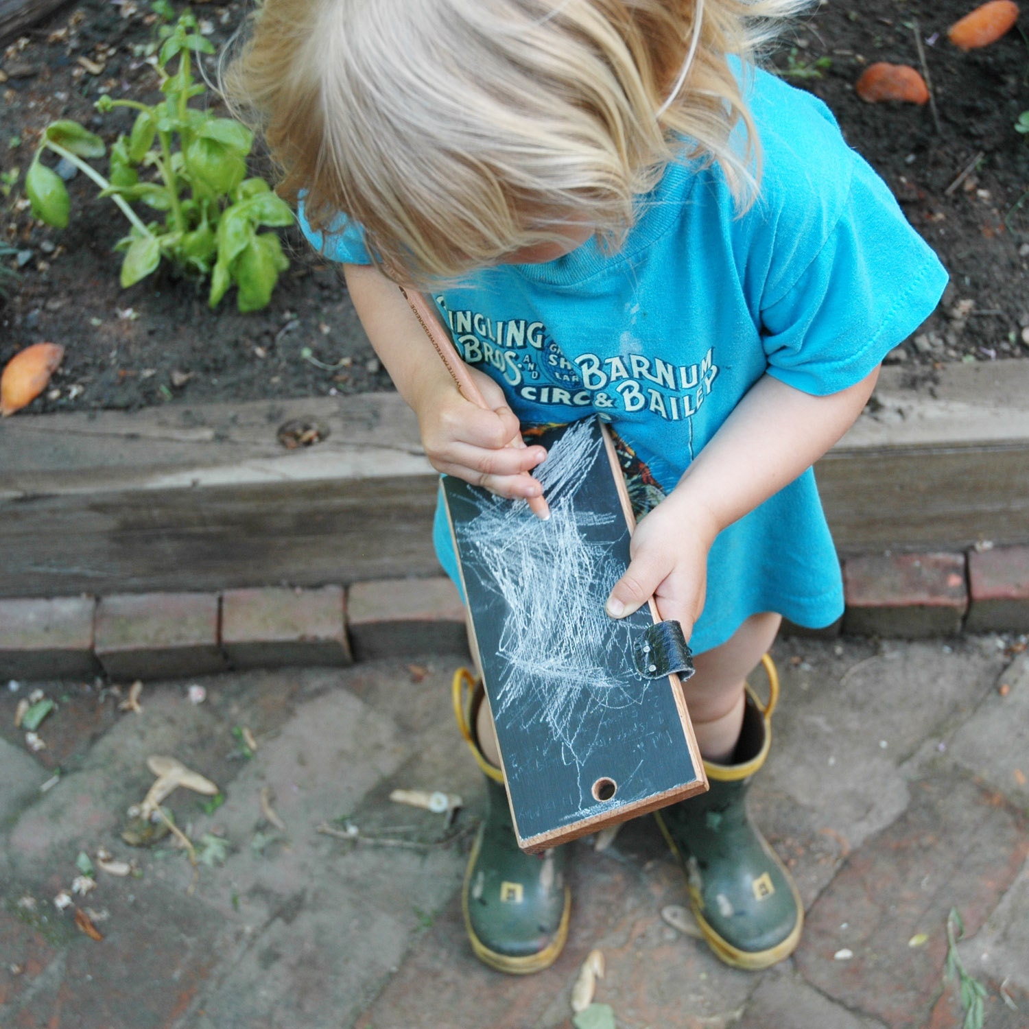 Chalkboard Tablet: Reclaimed wood and leather.