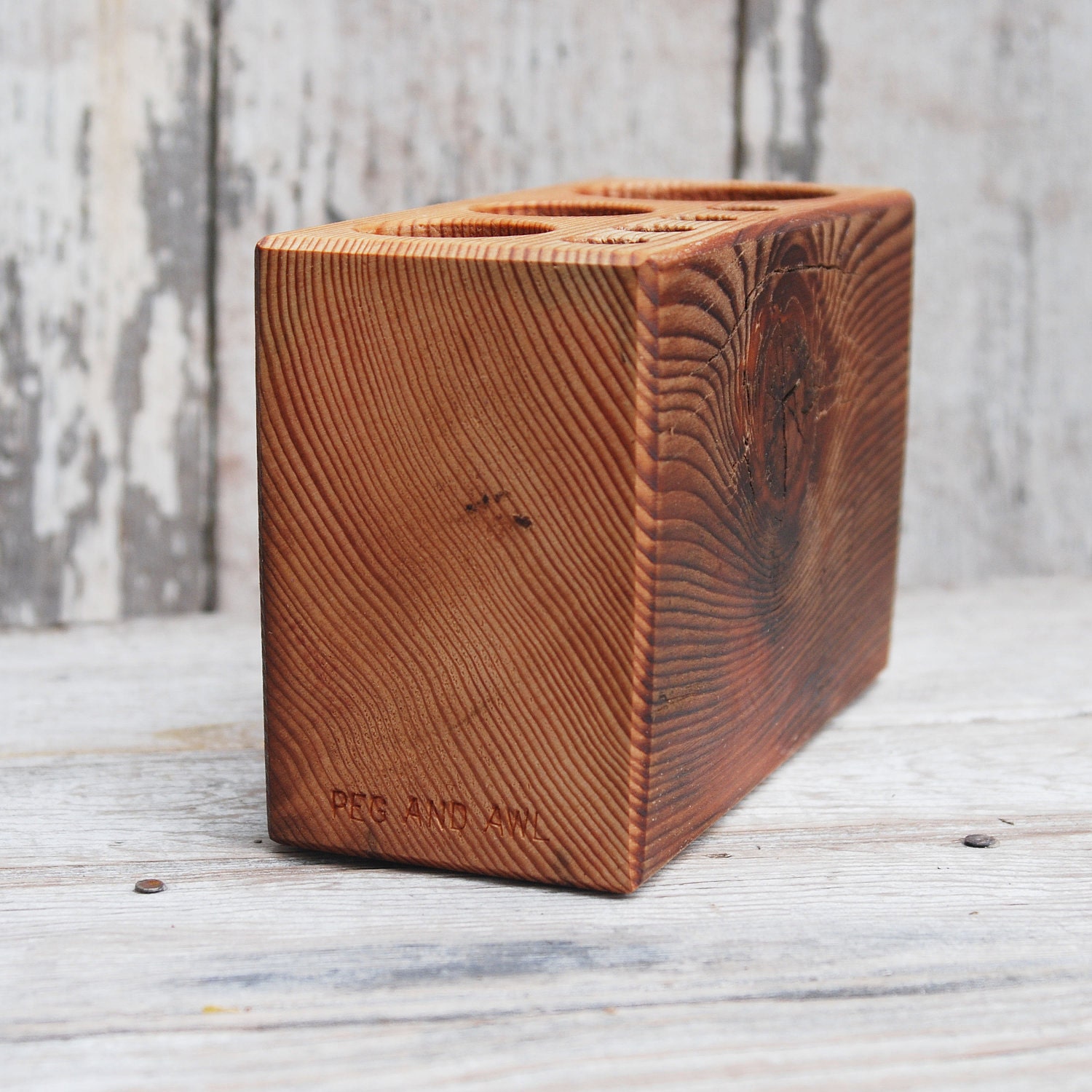 Desk caddy: The Original, rustic, reclaimed wood, Medium.