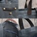 Waxed Canvas Tote: Slate, antique military leather, antique fabric pocket.