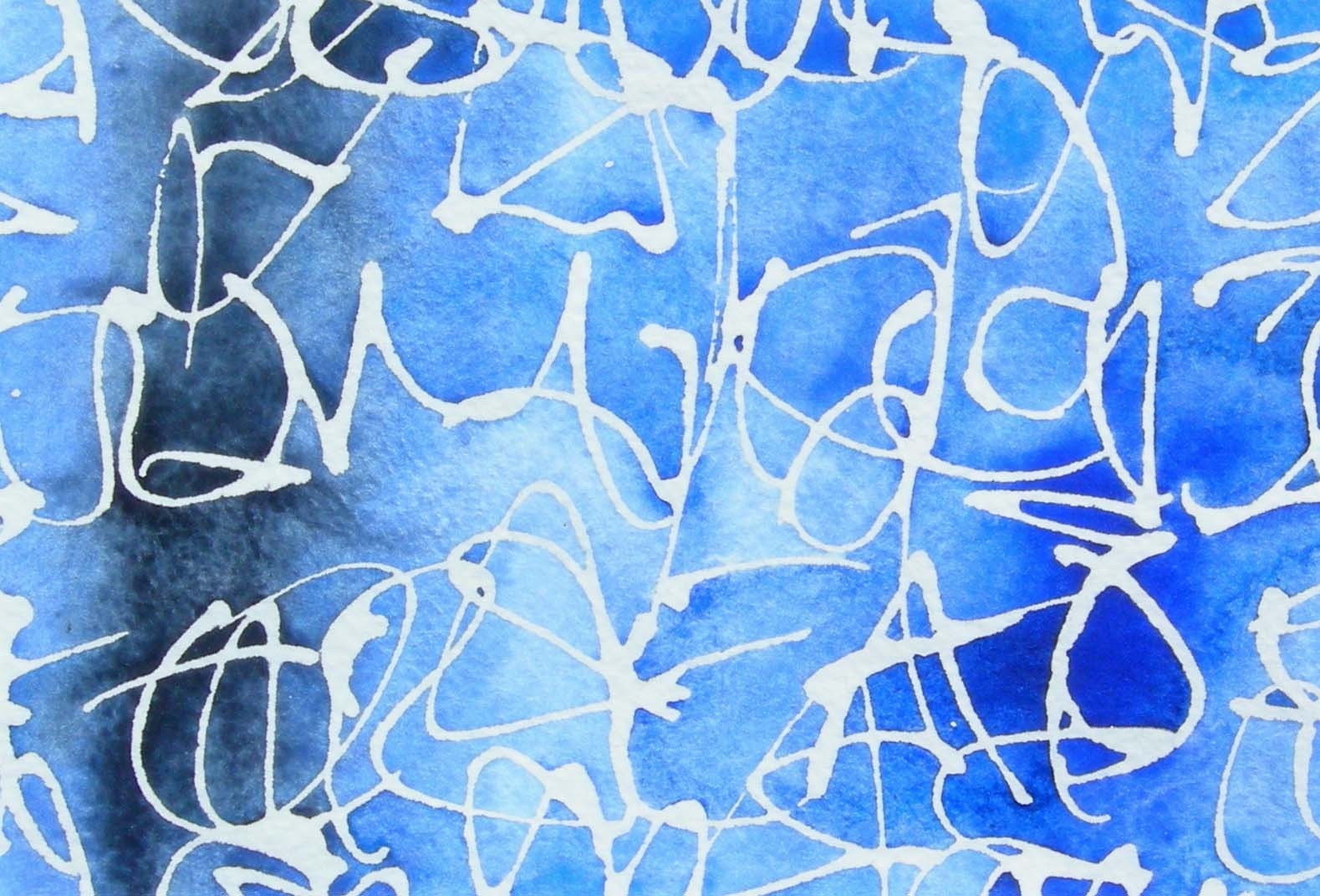 Blue Code 5 - Original Watercolor Painting