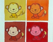 Monkeys 3D collage - original - earth tones