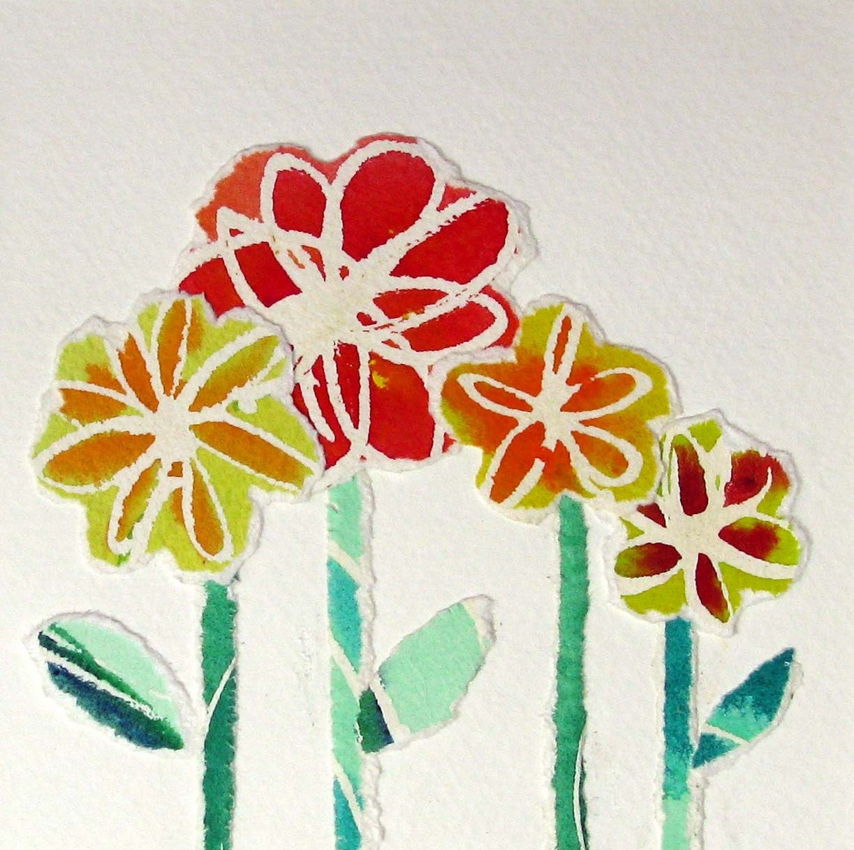Recycled Garden 6 - original watercolor collage