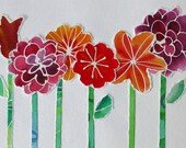 Recycled Garden 8 - recycled collage - original watercolor