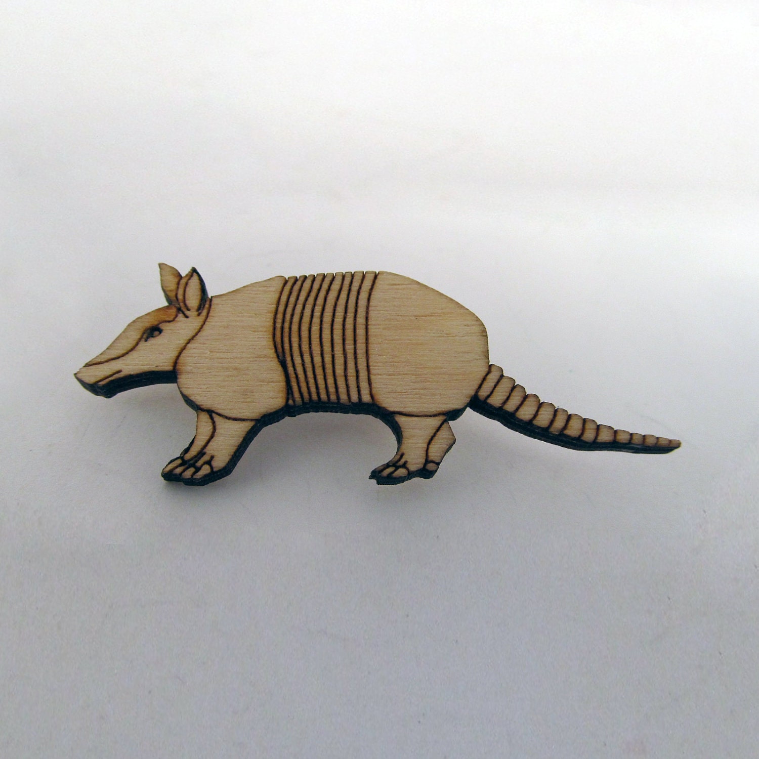 Armadillo Wooden Brooch