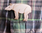 Tapir Wooden Brooch