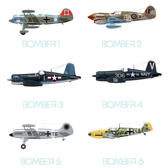 Set of 12 Airplane Boy's Nursery Playroom Wall Art