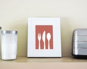 Modern Kitchen Art Print - Silverware Silhouette