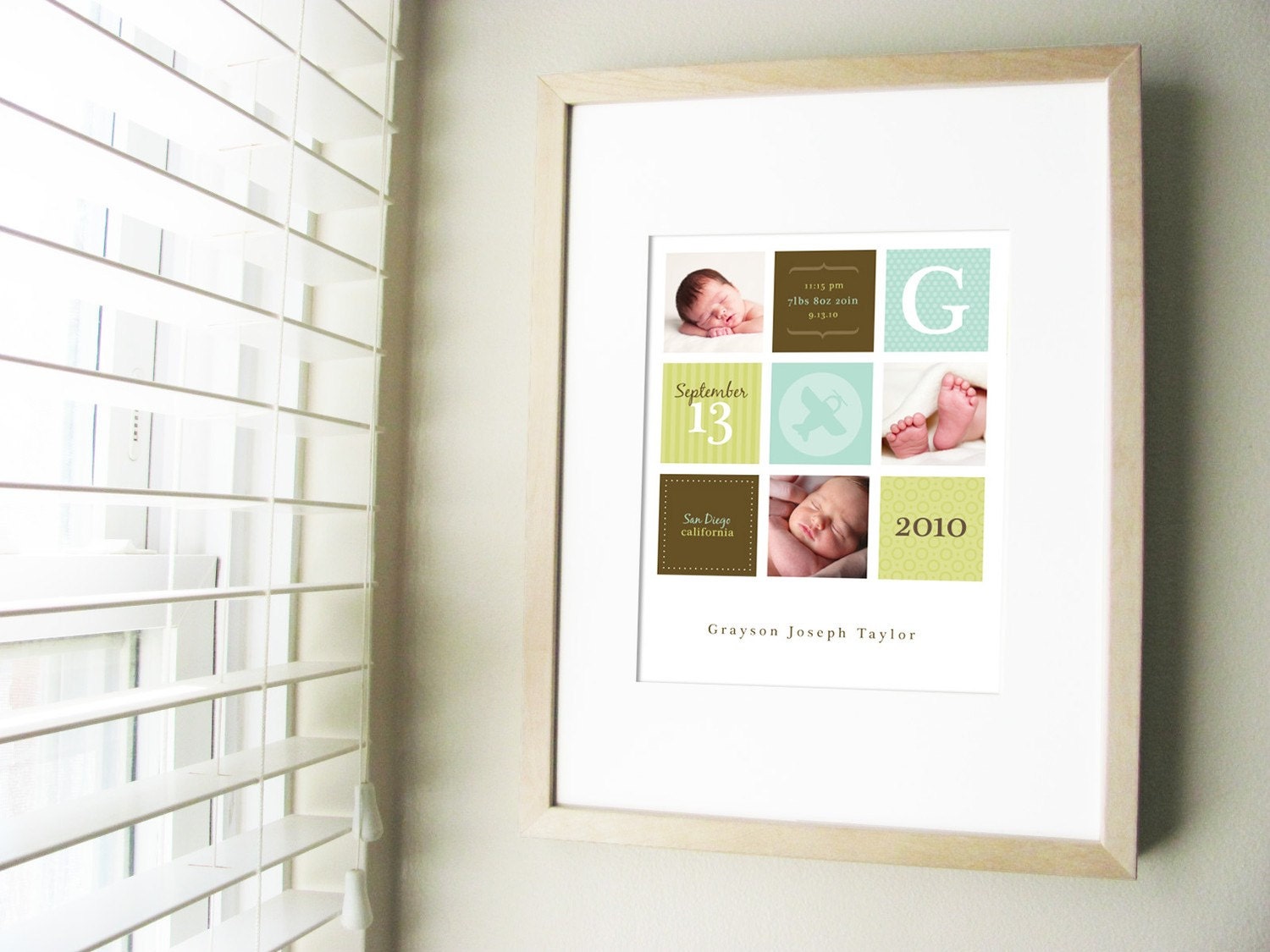 Modern Birth Print - Customize with your baby's photos and birth information