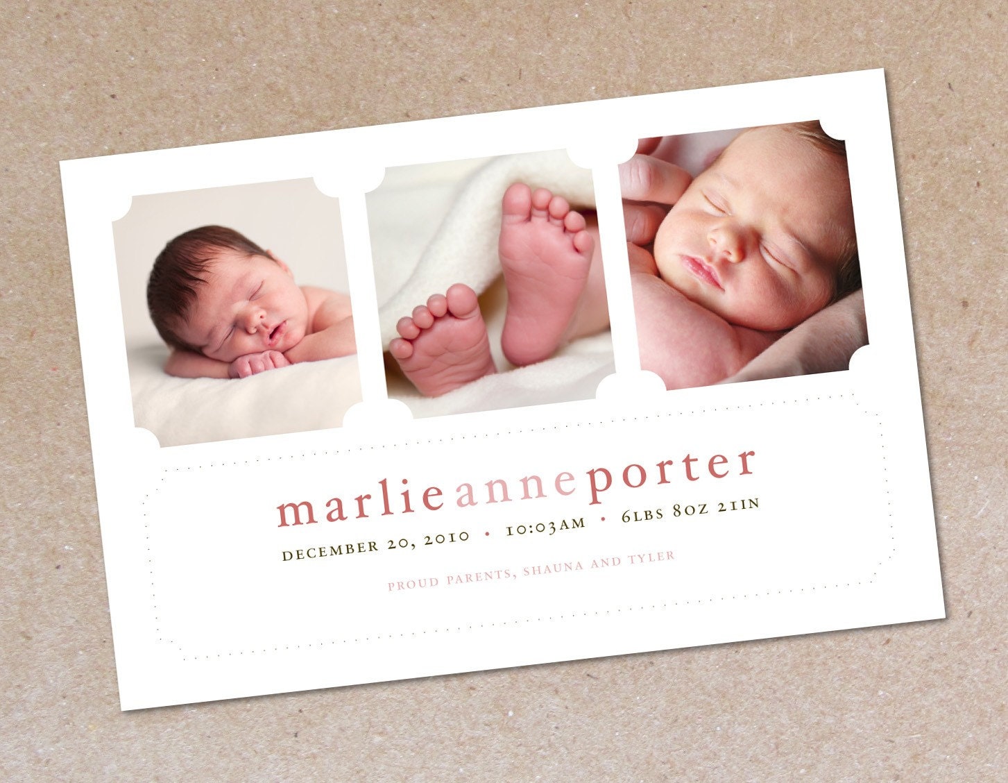 Modern Three - Photo Birth Announcement - Baby Girl or Baby Boy