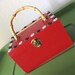 PURSE SALE Mod Box Purse Red Black White Button Trim Bamboo Handle Vintage 60s