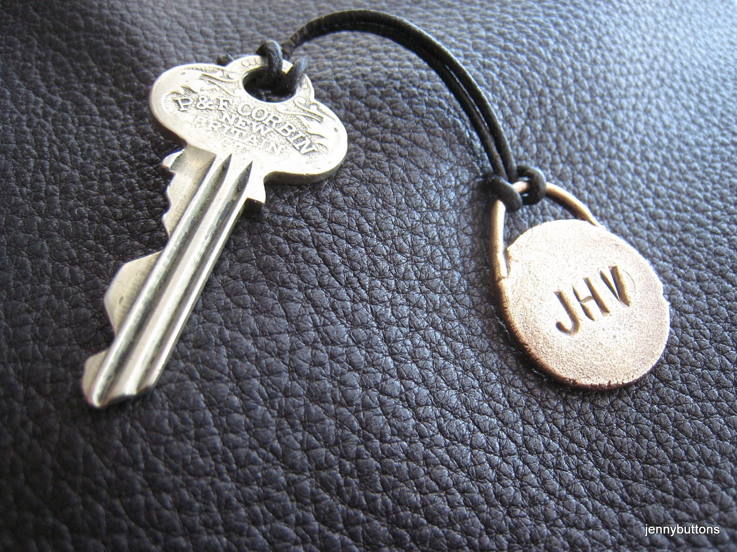 Monogrammed  Keychain Key Chain  Fob or Zipper Pull in Solid Bronze Personalized