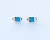 Pencil Stud Earring in blue - Made To Order
