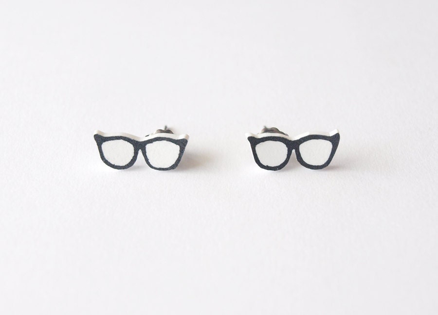 Wayfarer Glasses Stud Earrings - Made To Order - rareindeed