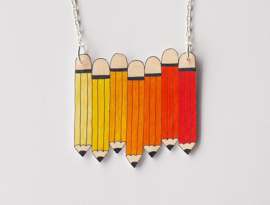 Orange Pencils Necklace - Made To Order