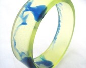 Primrose yellow handcast broard resin bangle bracelet jewelry , blue inkblot  resin bangle , resin jewellery australia woman , navy swirl