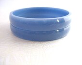 Blue Resin Bangle Bracelet Jewelry , Stack Resin Bangle , Set Dusky Blue Violet Lilac Pair Medium Size Thin Sleek Modern Hand Wrist Arm