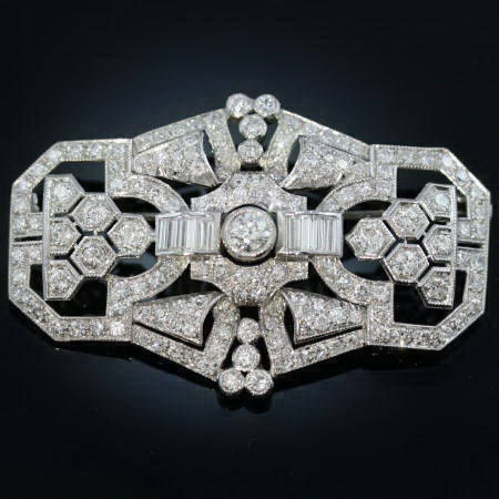 Great Gatsby Style Art Deco brooch diamonds and platinum France
