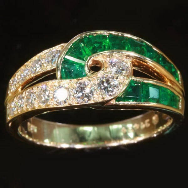 Oscar Heyman ring emerald diamond estate jewelry